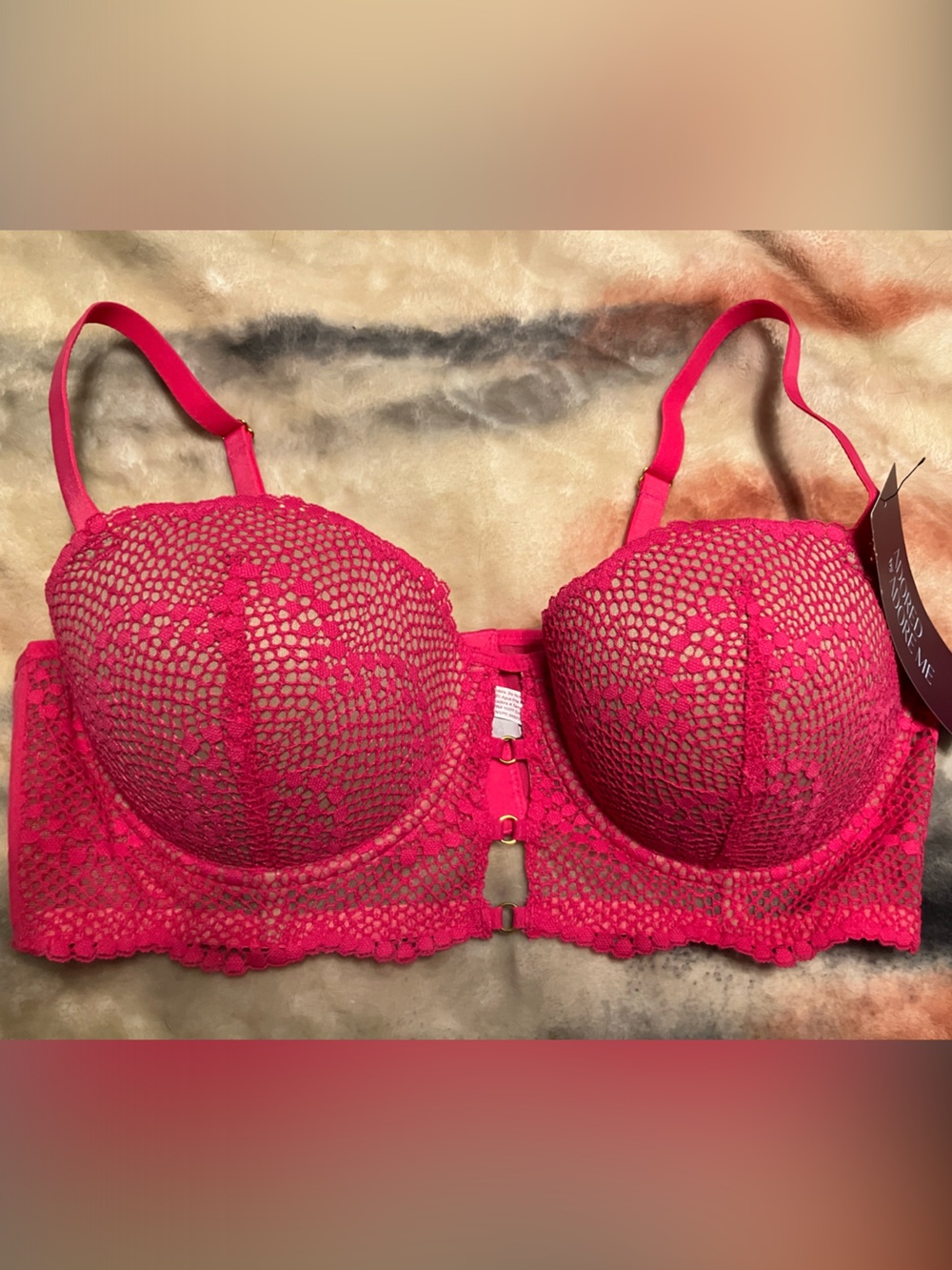 Adore Me Hot Pink Lace Push-Up Bra